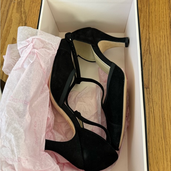 Repetto Salomes Lambskin Leather Black Carbon T-Strap Heels Ballroom 38.5 - Picture 13 of 14